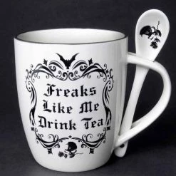 Cheap ⌛ ALCHEMY GOTHIC Bats Freaks Like Me Drink Tea | MUG AND SPOON SET ⌛ -Halloween Decor Sale alchemy gothic freaks like me drink tea mug and spoon set 1 5b2c0e92 461c 41b4 9f3e beec4f97461a 700x700