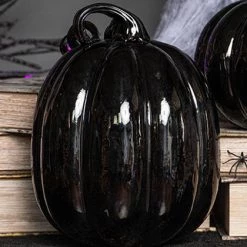 Best Pirce 🤩 GOTHIC GIFTS Gothic Homewares Black [Glass] | PUMPKIN DECOR* 🎁 -Halloween Decor Sale gothic gifts black glass pumpkin decor set 5 700x700