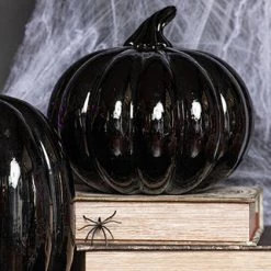 Best Pirce 🤩 GOTHIC GIFTS Gothic Homewares Black [Glass] | PUMPKIN DECOR* 🎁 -Halloween Decor Sale gothic gifts black glass pumpkin decor set 6 700x700