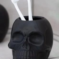 New ❤️ GOTHIC GIFTS Gothic Homewares Black Skull | TOOTHBRUSH HOLDER 🔥