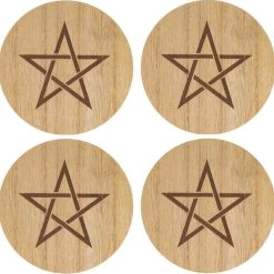 Hot Sale 👏 GOTHIC GIFTS Pentacles & Pentagrams Engraved Pentagram | COASTER SET 🤩