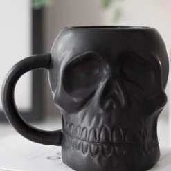 Outlet 🥰 GOTHIC GIFTS Gothic Homewares Matte Black | SKULL MUG 👍
