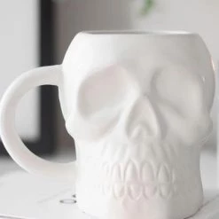 Wholesale 🧨 GOTHIC GIFTS Gothic Homewares Matte White | SKULL MUG 😉