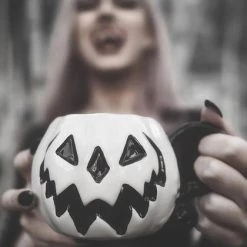 Cheapest 🎁 LIVELY GHOSTS Gothic Homewares Haunted Hallows [White Pumpkin] | MUG [LIMITED] 👏