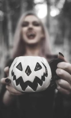 Cheapest 🎁 LIVELY GHOSTS Gothic Homewares Haunted Hallows [White Pumpkin] | MUG [LIMITED] 👏