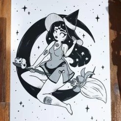 Hot Sale ✨ PVMPKIN ART Cats Broom Ride | ART PRINT ✨