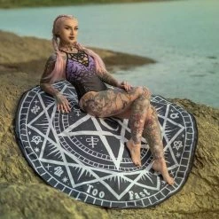 New 🌟 TOO FAST APPAREL Gothic Homewares Pentagram Symbols | BEACH TOWEL 🥰 -Halloween Decor Sale too fast apparel pentagram symbols round shaped beach towel 2 a8c6308e 02fe 467d 90f4 5d2ca4392c54 700x700